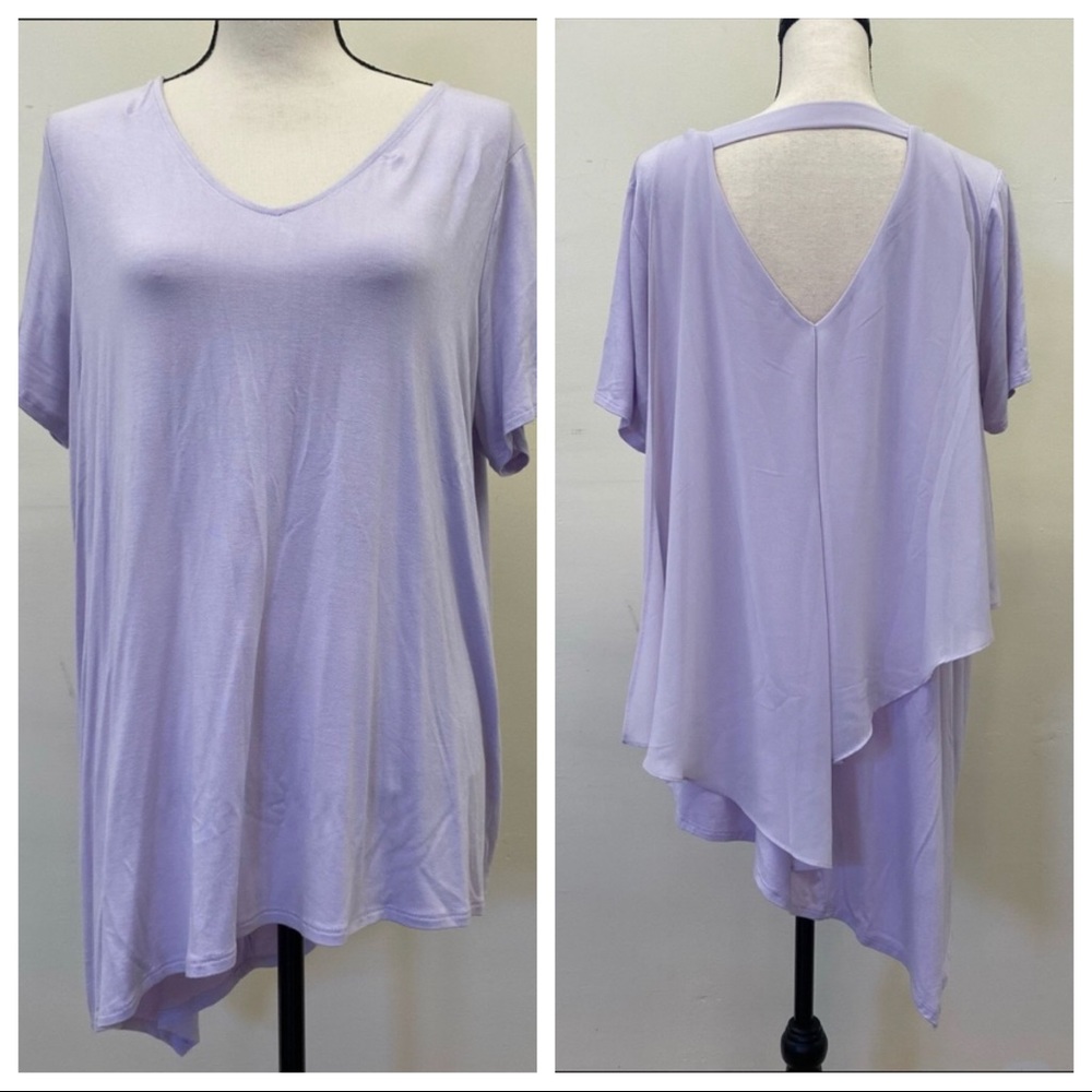 Lisa Rinna Collection V-Neck Top with Chiffon Back Detail